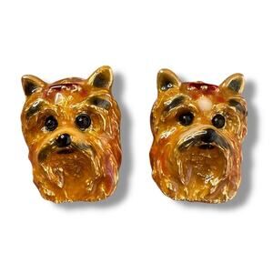 Vintage Yorkie Yorkshire terrier earrings heavy